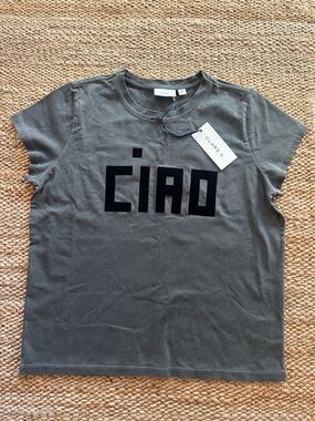 Clare V Faded Black Tee with Black CIAO Graphic